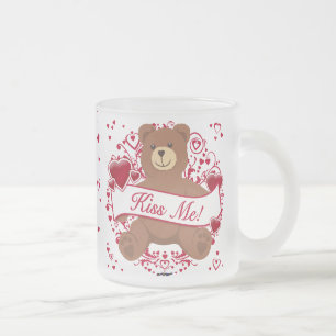 Küss mich! Valentinstag Teddybär Mattglastasse