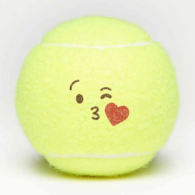 Küss mir den Ass!Kawaii Niedlich Emoticon Emoji Tennisbälle (Vorderseite)