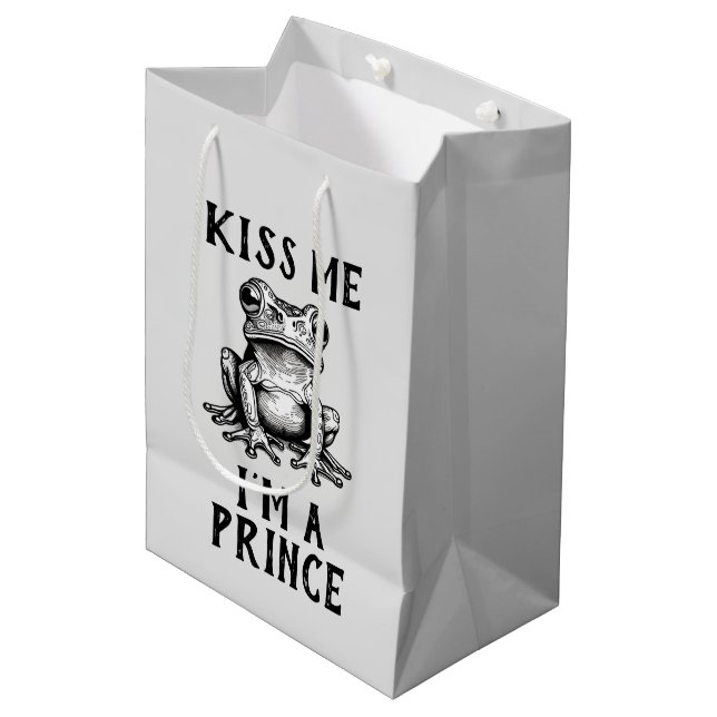 Kuss mir, ich bin ein Prinzgiftbeutel Mittlere Geschenktüte (Vorderseite Schrägansicht)