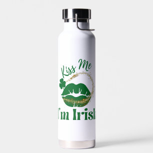 Küss mir, ich bin irische Lippen und Kleeblatt Trinkflasche