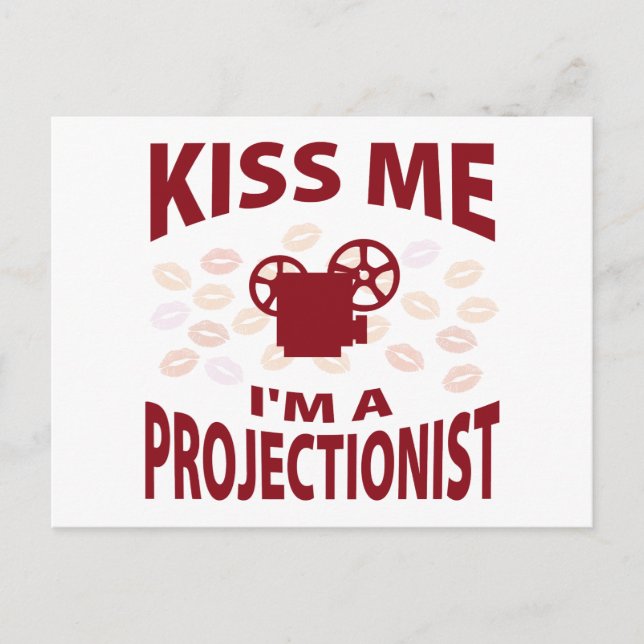 Küss mir, ich bin Projektionist Postkarte (Vorderseite)