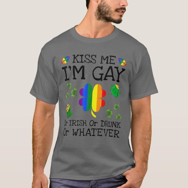 Küss mir, ich bin schwul oder irisch oder Betrunke T-Shirt (Vorderseite)