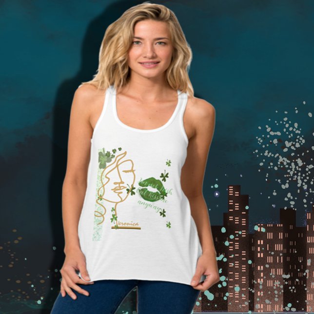 Küss mir Kleeblatt Lippen weiß Tank Top (Kiss me Shamrock lips white Tank Top)