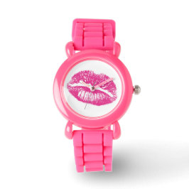 Kuss, rosa Lippen Armbanduhr