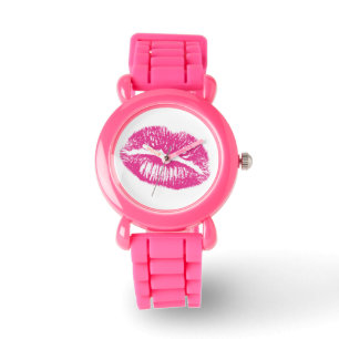 Kuss, rosa Lippen Armbanduhr