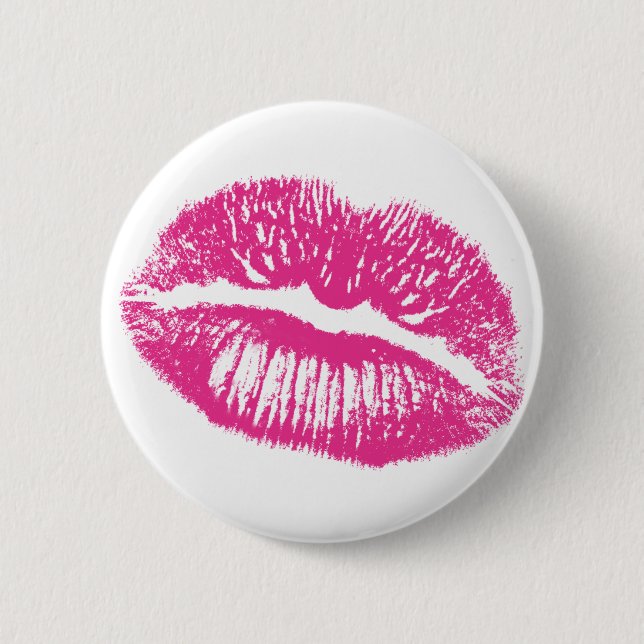 Kuss, rosa Lippen Button (Vorderseite)