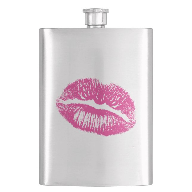Kuss, rosa Lippen Flachmann (Vorderseite)