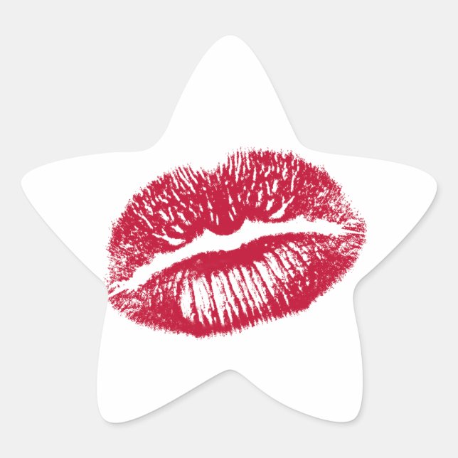 Kuss, rote Lippen Stern-Aufkleber (Vorderseite)