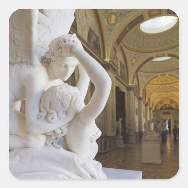 Kuss von Cupid und Psyche, von Antonio Canova Quadratischer Aufkleber (Vorderseite)