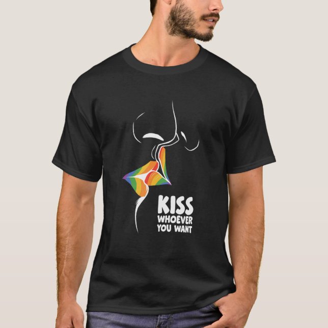 Küss wen du lesbisches pansexual-Diversity Will T-Shirt (Vorderseite)