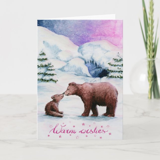 Küssbären niedliche gefaltete Weihnachtskarte Dankeskarte (Vorderseite)