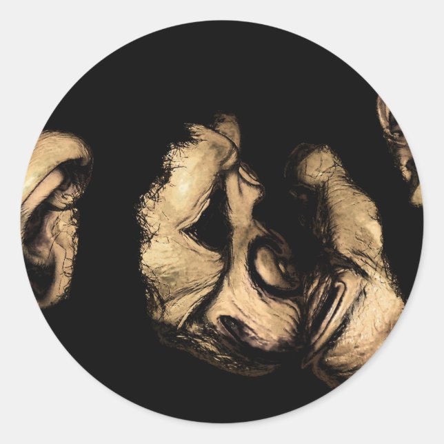 Küsschimpansen Runder Aufkleber (Vorderseite)