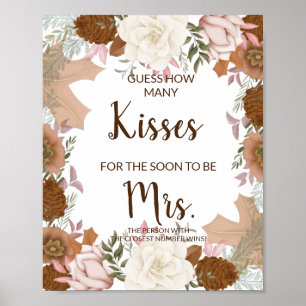 Küsse für bald Mrs Boho Herbst Brautparty-Schild Poster