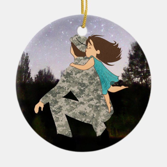 Küsse für Vati-Weihnachtsverzierung Keramik Ornament (Vorne)