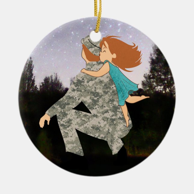 Küsse für Vati-Weihnachtsverzierung Keramikornament (Vorne)