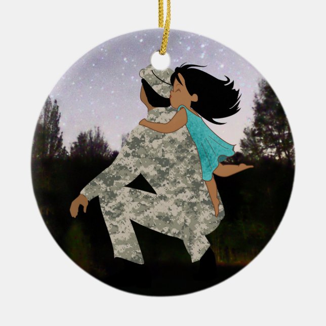Küsse für Vati-Weihnachtsverzierung Keramikornament (Vorne)