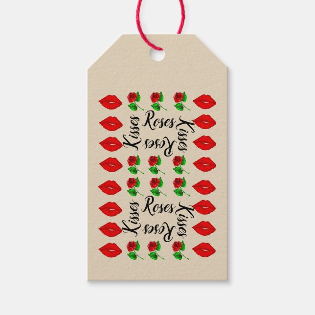 Küsse und Rose Geschenkanhänger (Vorderseite)