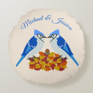 Küssen Blue Jay Hochzeit im Herbst Individuellen N Rundes Kissen