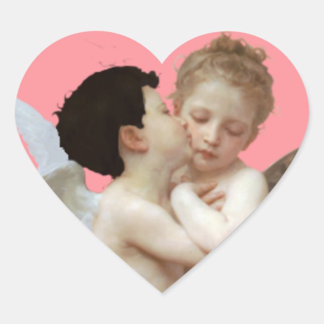 Küssen Cupids Schwarzes Haar Blonde Haar Herz-Aufkleber (Vorderseite)