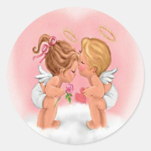 Küssen der Amor-Aufkleber Runder Aufkleber
