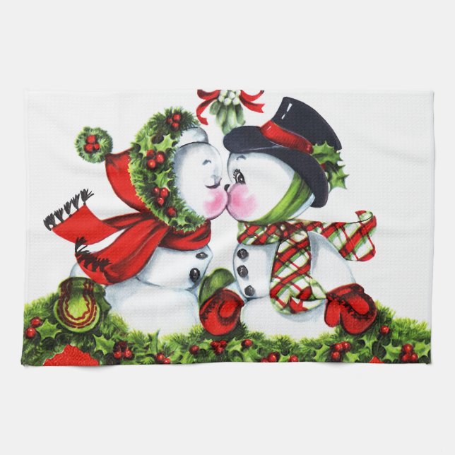Küssen der Schneemann-Paare Handtuch (Horizontal)