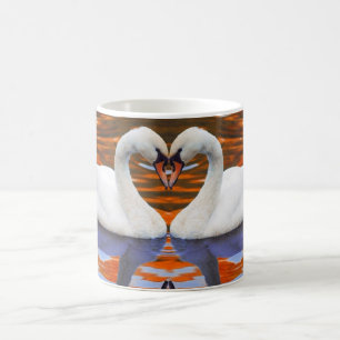 Küssen der Schwäne in der Liebe, Herz-Form-Häls Kaffeetasse