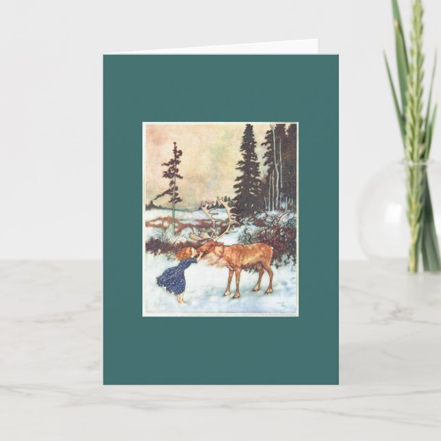 Küssen eines Rentiers Feiertagskarte (Vorderseite)