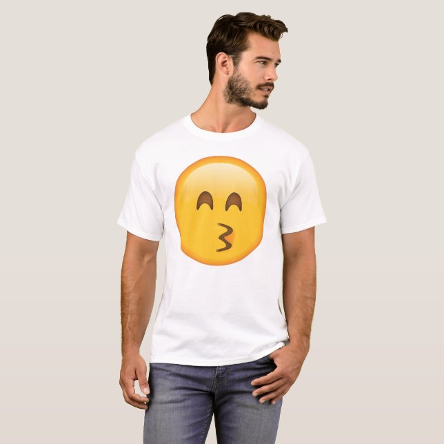 Küssen Gesicht mit lächelnden Augen - Emoji T-Shirt (Vorne ganz)