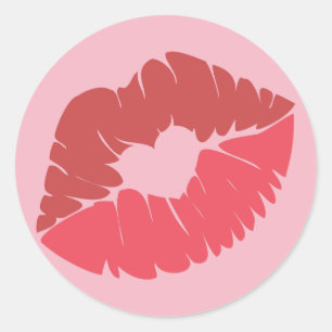 Küssen Lippen Emoji Runder Aufkleber