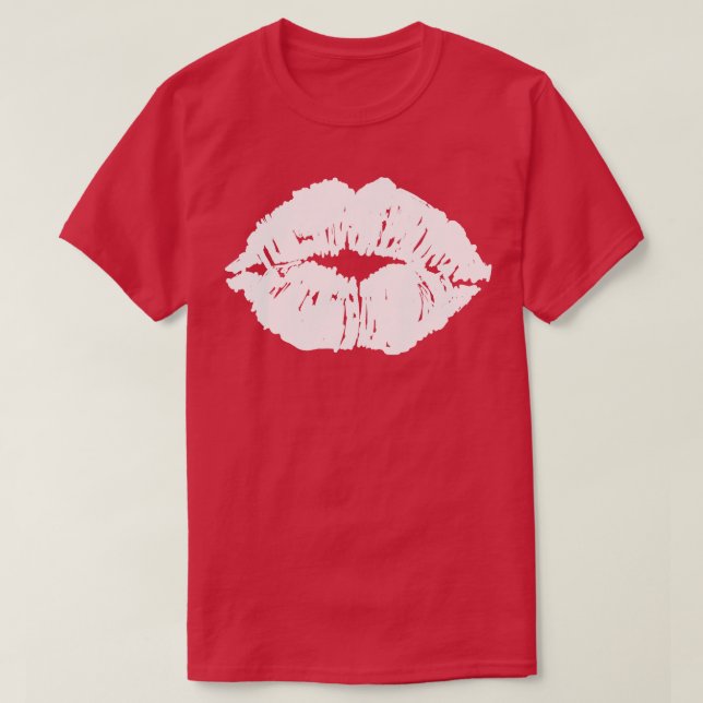 Küssen Lippen Mund Lipstick Schwarz-weiß T-Shirt (Design vorne)