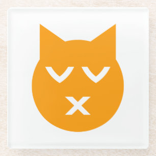 Küssen mit geschlossenen Augen Emoji Katze Glasuntersetzer