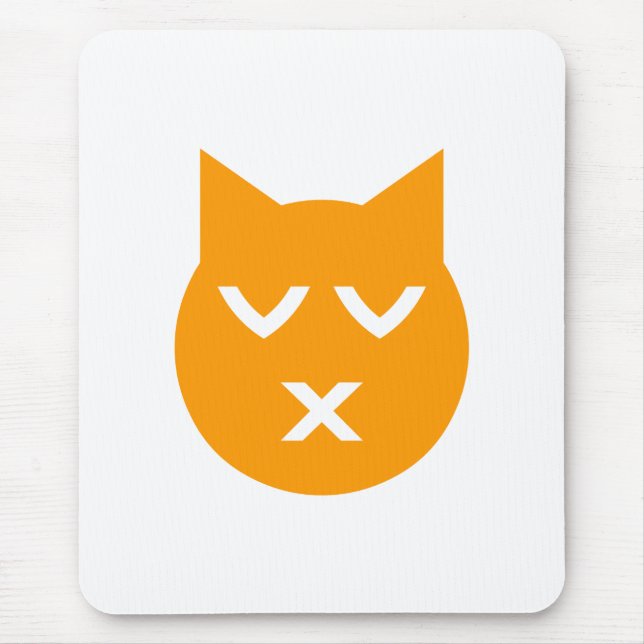 Küssen mit geschlossenen Augen Emoji Katze Mousepad (Vorne)