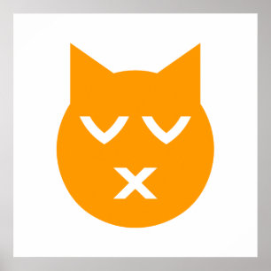 Küssen mit geschlossenen Augen Emoji Katze Poster