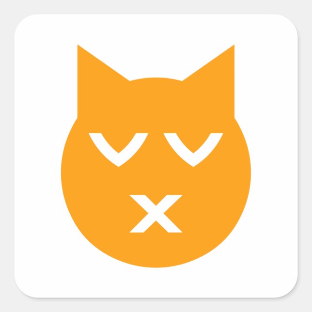 Küssen mit geschlossenen Augen Emoji Katze Quadratischer Aufkleber (Vorderseite)