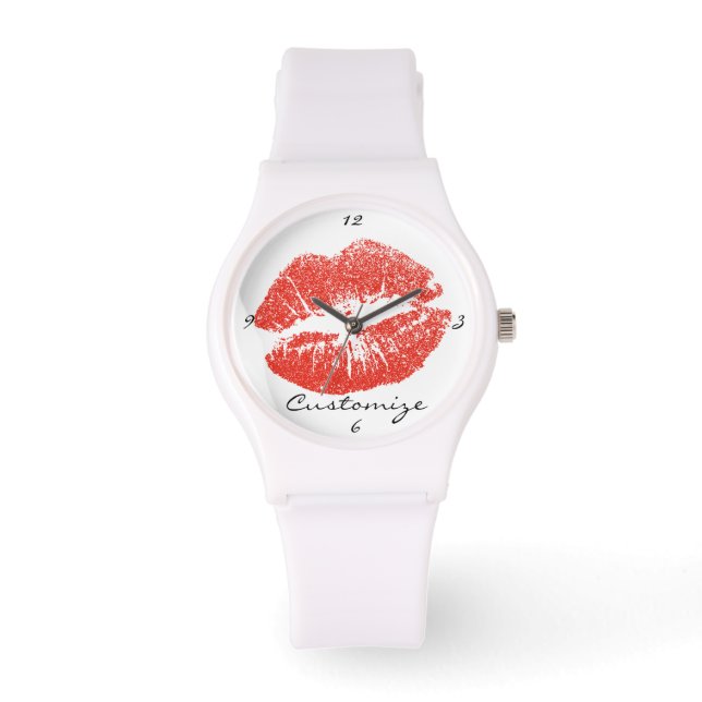 Küssen Rote Lippen Thunder_Cove Armbanduhr (Vorderseite)