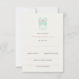 Küssen Seepferde Liebe Hearts Beach Hochzeit UAWG RSVP Karte