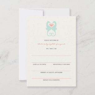 Küssen Seepferde Liebe Hearts Beach Hochzeit UAWG RSVP Karte