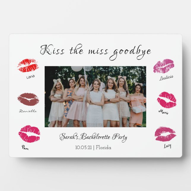 Küssen Sie die Junggeselinnen-Abschied-Lippen-Lipp Fotoplatte (Vorderseite)