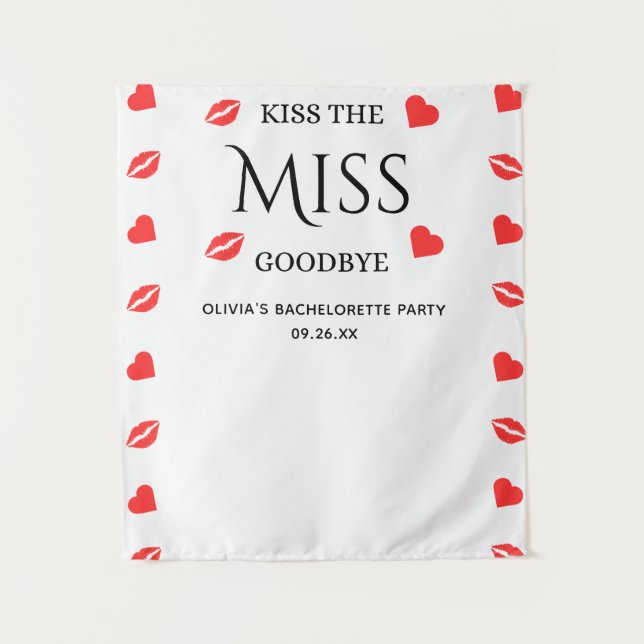 Küssen Sie die Miss Goodbye Bachelorette Foto Hint Wandteppich (Vorderseite)