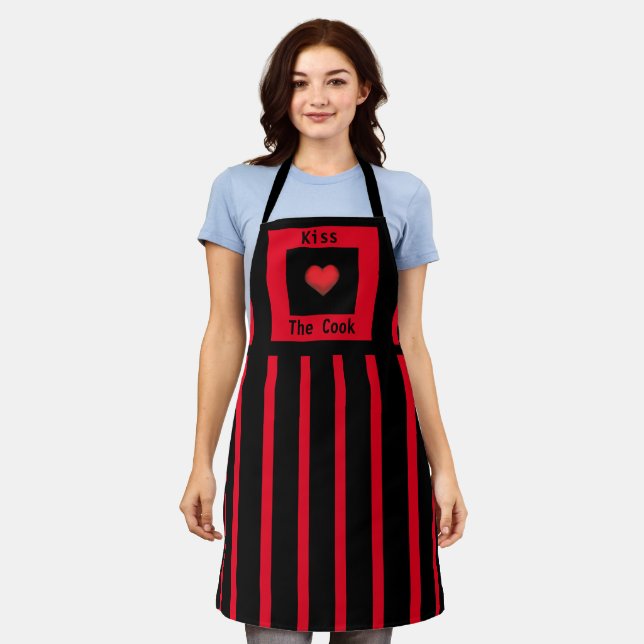 Küssen Sie die Schürze "Cook Red & Black" (Mittel) (Getragen)