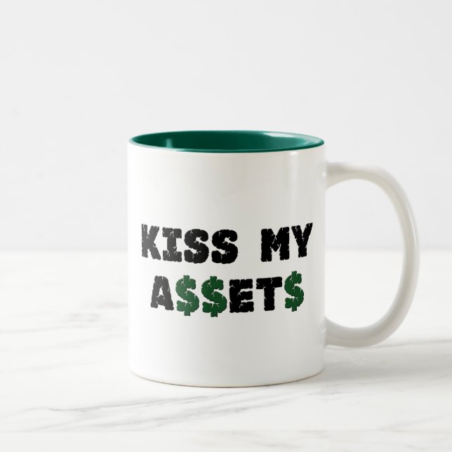 Küssen Sie meine Anlagegut-lustige Investor-Tasse Zweifarbige Tasse (Rechts)