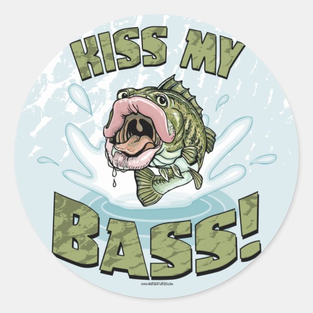 Küssen Sie meinen Bass Big Mouth Fish Geber Runder Aufkleber (Vorderseite)