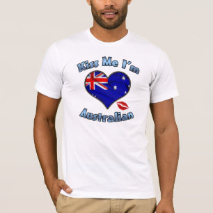 Küssen Sie mich, den ich australischer Flaggen-T - T-Shirt