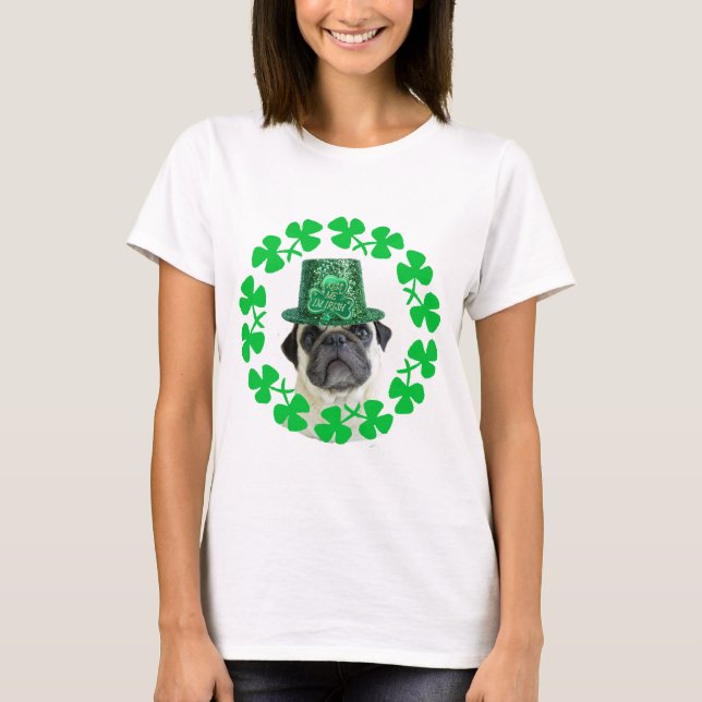 Küssen Sie mich, den ich irischer Mops-T - Shirt (Vorderseite)