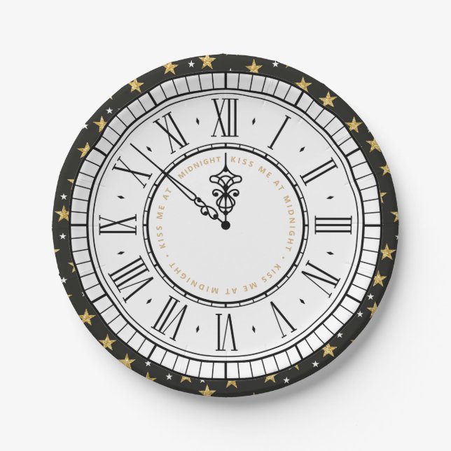 Küssen Sie mich um Mitternacht, New Years Uhr, Pap Pappteller (Vorderseite)