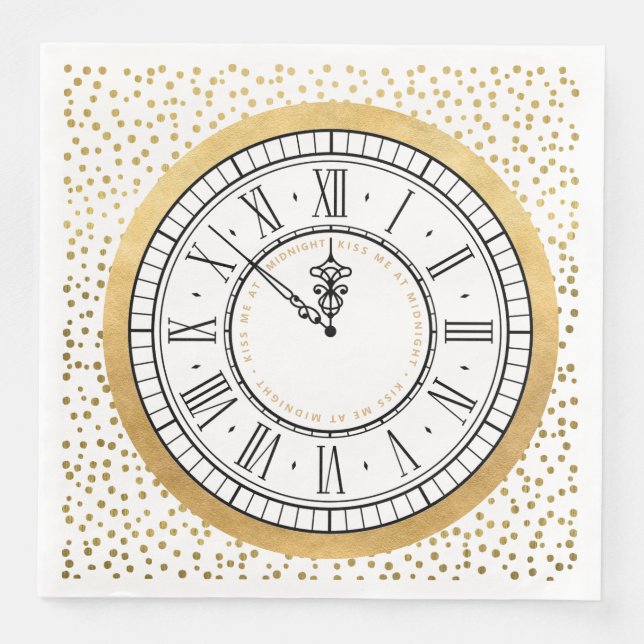 Küssen Sie mich um Mitternacht, New Years Uhr, Pap Serviette (Vorderseite)