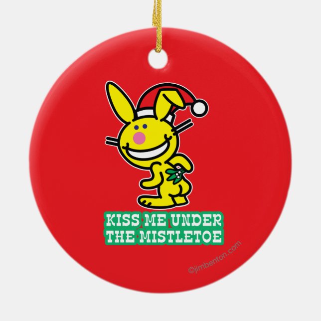 Küssen Sie mich unter dem Mistelzweig Keramik Ornament (Hinten)