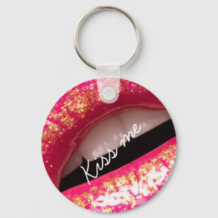 Küssen Sie mir Liebe Lippenstift Hintergrund Case- Schlüsselanhänger