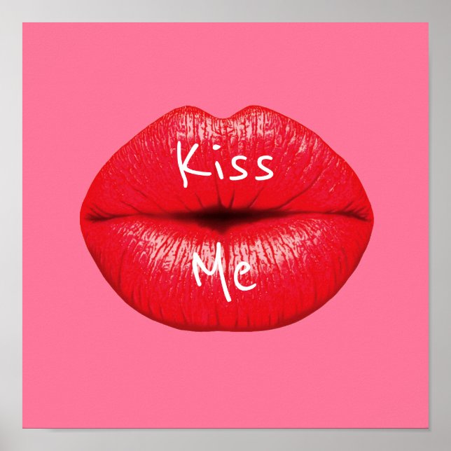 Küssen Sie mir Red Lipstick Pop Lippen auf gürtelr Poster (Vorne)