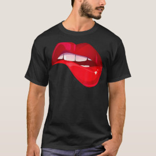 Küssen Sie sich und bilden Sie Coolen Red Lip Bite T-Shirt
